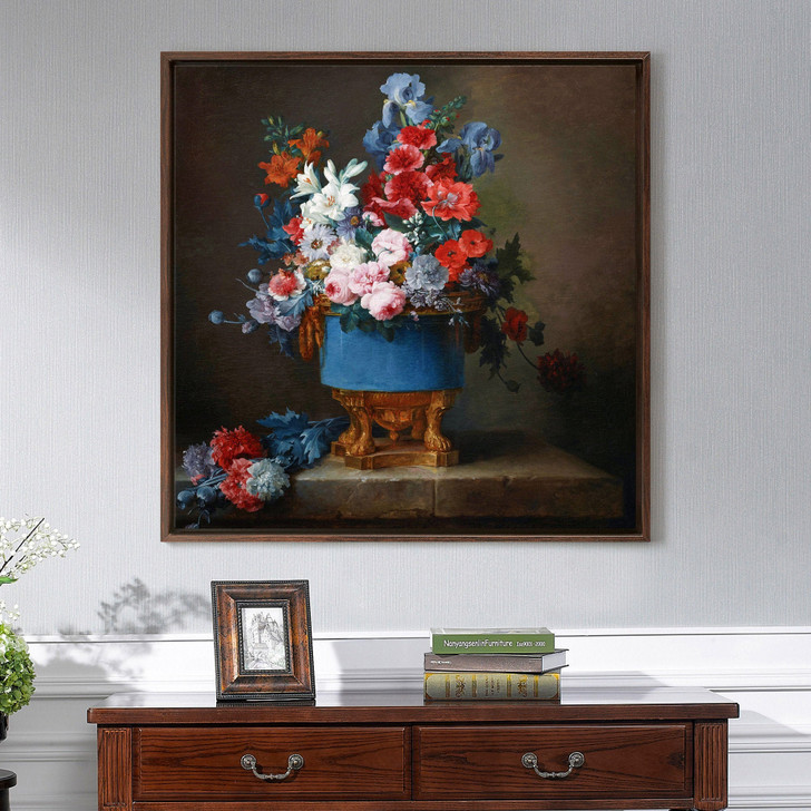 Anne Vallayer-Coster ,Bouquet of Flowers in a Blue Porcelain Vase,canvas print,canvas art,canvas wall art,large wall art,framed art,p2602