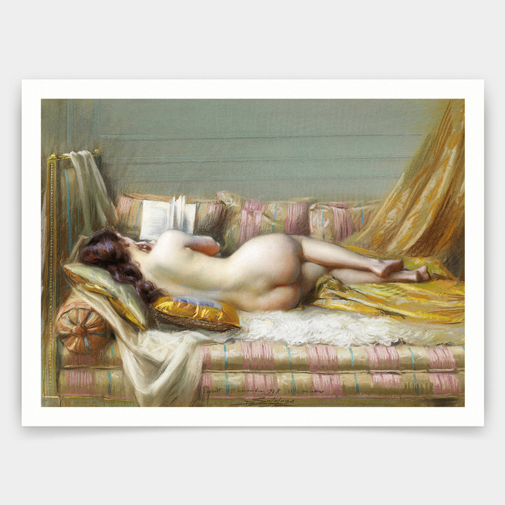 Delphin Enjolras,Naked,Naked Woman On Bed,art prints,Vintage art,canvas wall art,famous art prints, V3511