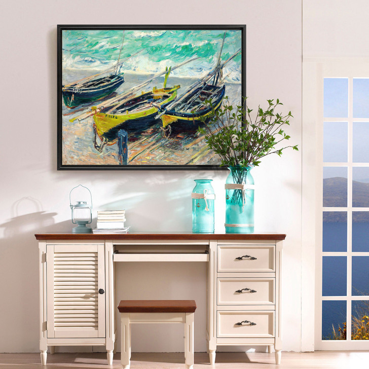 Claude Monet,Three Fishing Boats,Seaside pier,canvas print,canvas art,canvas wall art,large wall art,framed wall art,p909