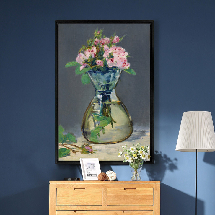 Edouard Manet,Moss Roses in a Glass Vase,canvas print,canvas art,canvas wall art,large wall art,framed wall art,p2589