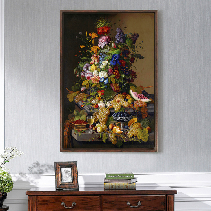 Severin Roesen,The Abundance of Nature,Still life with flowers and fruits,canvas print,canvas art,canvas wall art,large wall art,p2569