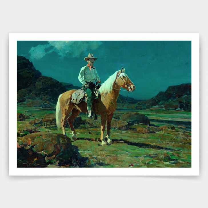 Frank Tenney Johnson,Moonlight on the Ranch,art prints,Vintage art,canvas wall art,famous art prints,V3769