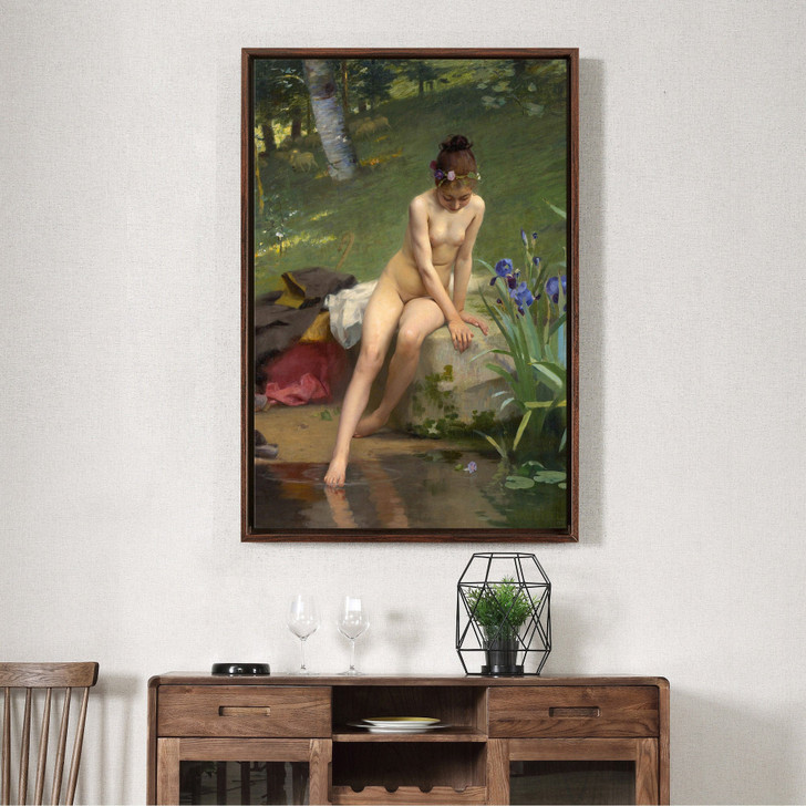 Paul Peel,The Little Shepherdess,Girl by the pond,canvas print,canvas art,canvas wall art,large wall art,framed wall art,p2551