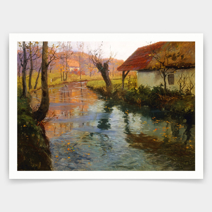 Fritz Thaulow ,The Mill Stream,art prints,Vintage art,canvas wall art,famous art prints,V3830