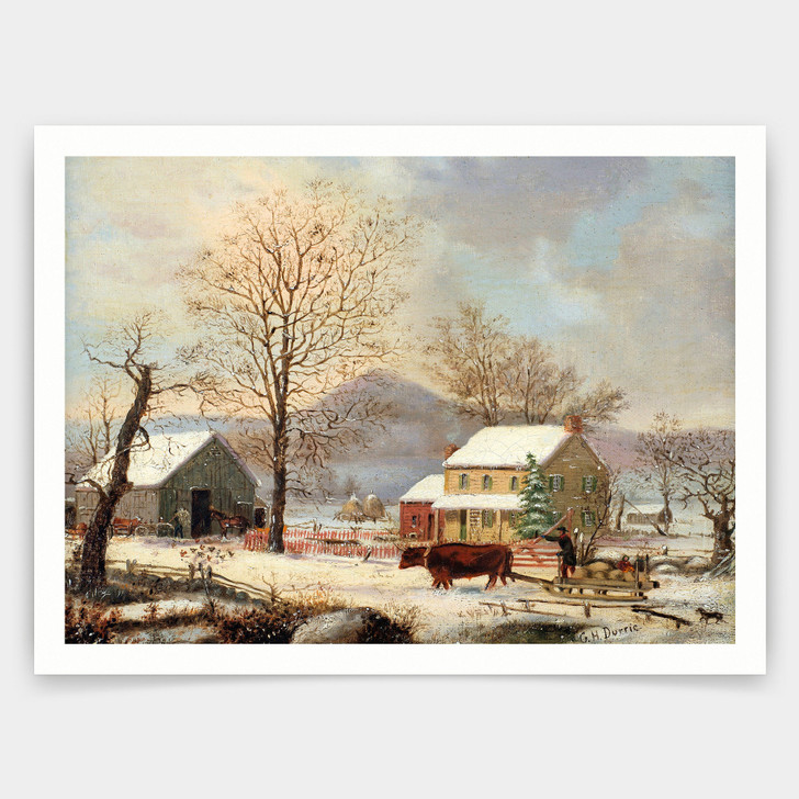 George Henry Durrie,Winter Scene,art prints,Vintage art,canvas wall art,famous art prints,V3875