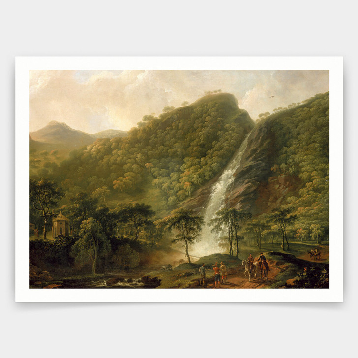 George the Elder Barret,View of Powerscourt Waterfall,art prints,Vintage art,canvas wall art,famous art prints,V3902