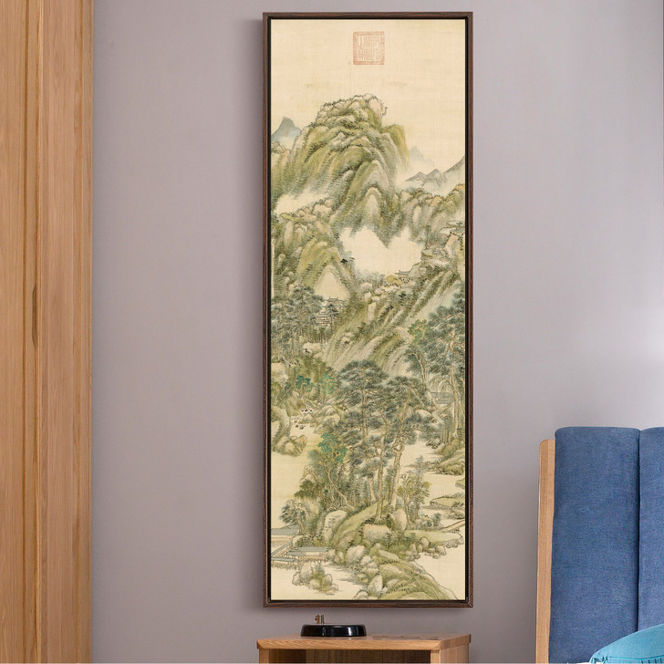 Wang Yuanqi,Mountain forest attic,Chinese Landscape,Vertical Narrow Art,large wall art,framed wall art,canvas wall art,M790