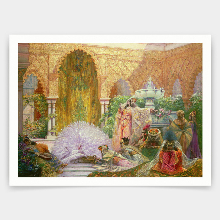 Georges Clairin,The Peacock Garden,art prints,Vintage art,canvas wall art,famous art prints,V3914