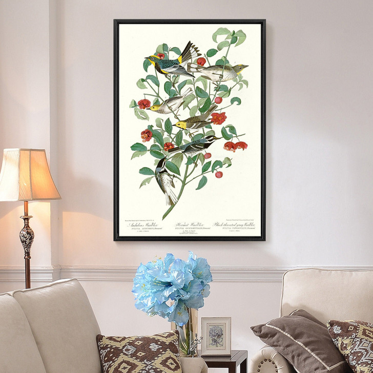 John James Audubon,Audubon's Warbler,Hermit Warbler,The Birds of America,canvas print,canvas art,canvas wall art,large wall art,framed,p2373