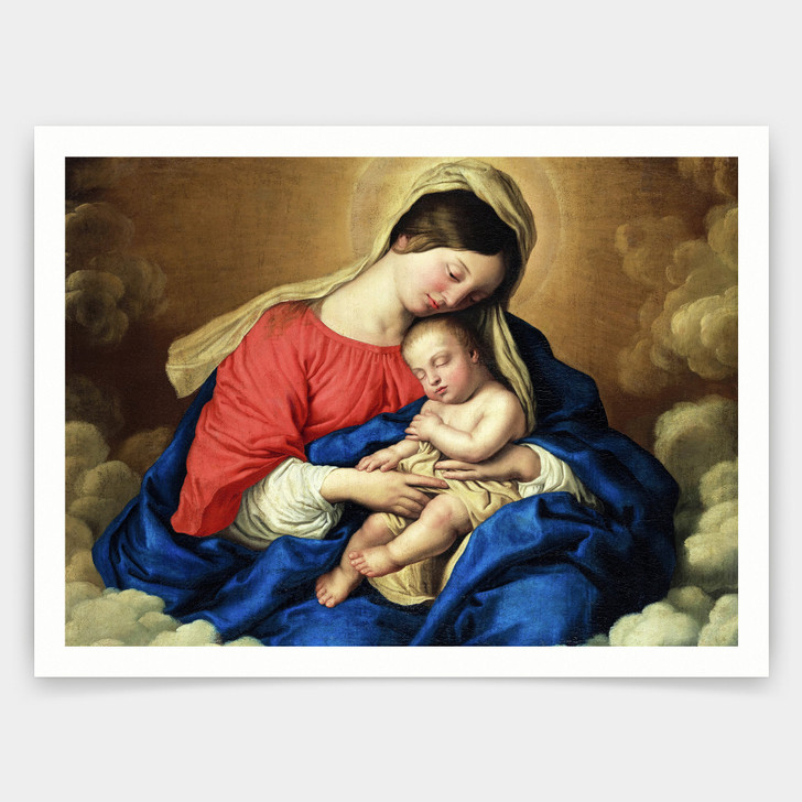 Giovanni Battista Salvi da Sassoferrato,Madonna and Jesus Child,art prints,Vintage art,canvas wall art,famous art prints,V3946