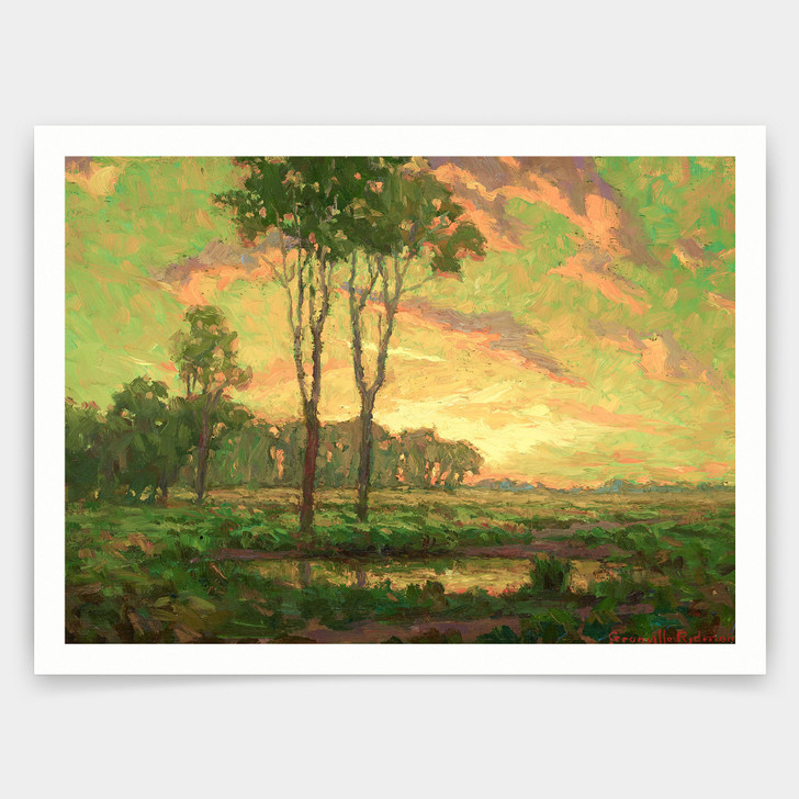 Granville Redmond,Sunset on the Pond,art prints,Vintage art,canvas wall art,famous art prints,V3961