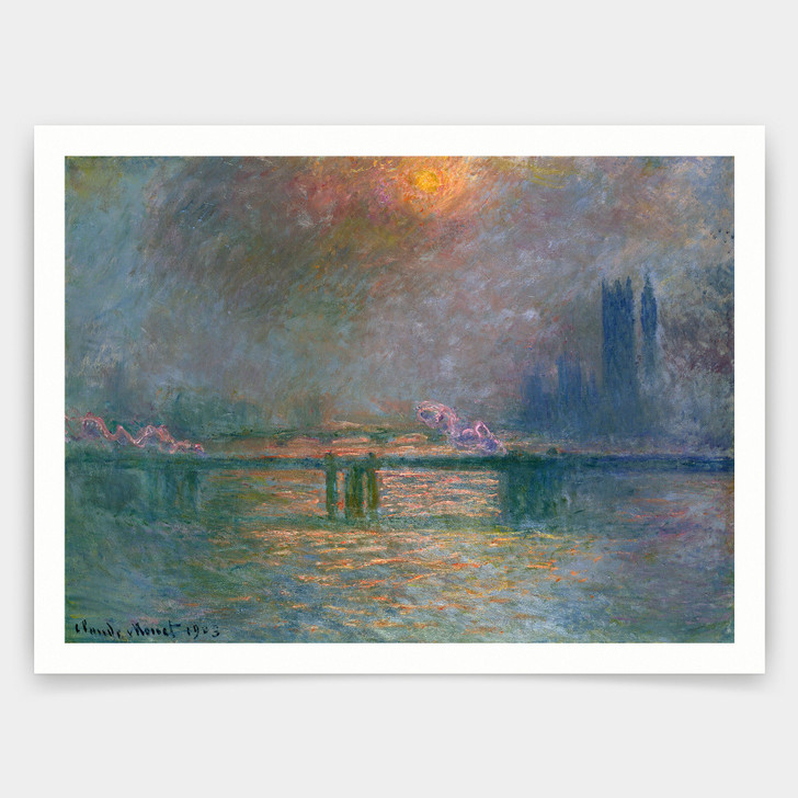 Claude Monet,The Thames with Charing Cross Bridge,art prints,Vintage art,canvas wall art,famous art prints,V3479