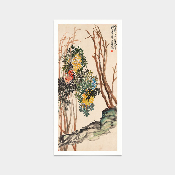Wu Changshuo,Berberidaceae,Chinese Flower print,japanese print,art prints,Vintage art,canvas wall art,famous art prints,V7572