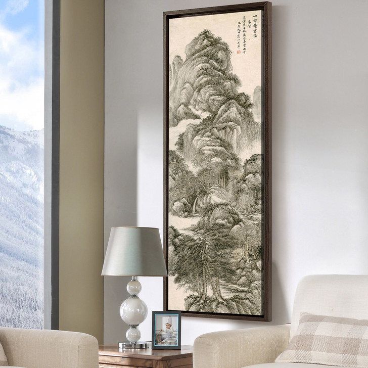 Wang Hui,A cabin in the mountain forest,Chinese Landscape,Vertical Narrow Art,large wall art,framed wall art,canvas wall art,M781