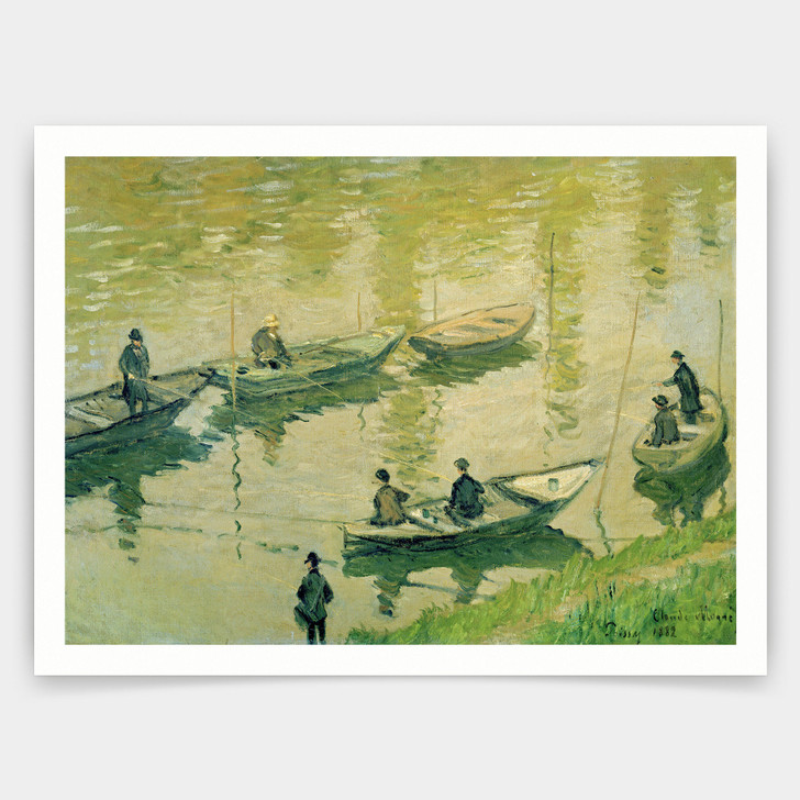 Claude Monet,Group of fishermen on the Seine near Poissy, 1882,Monet,art prints,Vintage art,canvas wall art,famous art prints,V3403