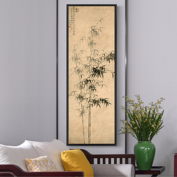 Wang Fu,Bamboo painting,Chinese wall art,Vertical Narrow Art,large wall art,framed wall art,canvas wall art,M780