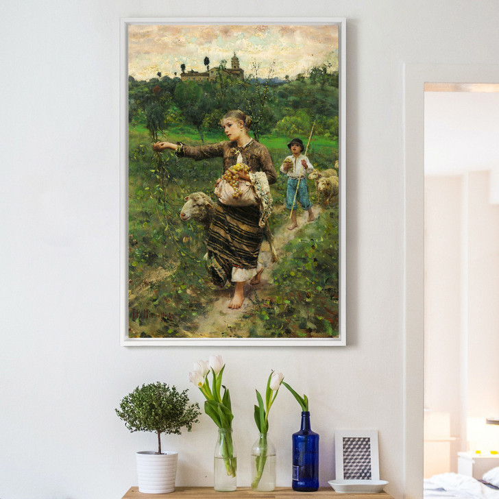 Francesco Michetti,Paisanella,The girl returned from the shepherd,canvas print,canvas art,canvas wall art,large wall art,framed art,p2220