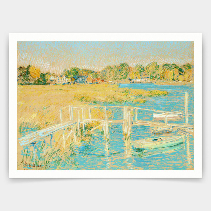 Childe Hassam,Up the River, Late Afternoon, October,art prints,Vintage art,canvas wall art,famous art prints,V3362