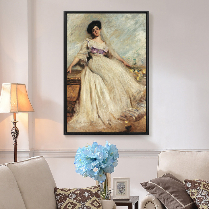 Cesare Tallone,Portrait of Ellade Crespi Colombo,Portrait of woman in long dress,canvas print,canvas art,canvas wall art,large art,p2188