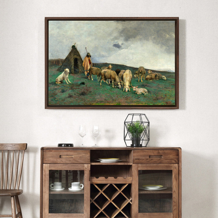 Giuseppe Raggio, Pasture In The Mountains,Grazing Sheep,Canvas Print,Canvas Art,Canvas Wall Art,Large Wall Art,Framed Wall Art,P1720