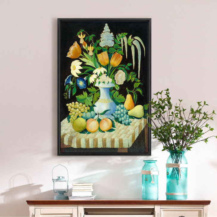 Flowers and Fruit,Vase flower still life,restaurant wall art,canvas print,canvas art,canvas wall art,large wall art,framed wall art,p2168