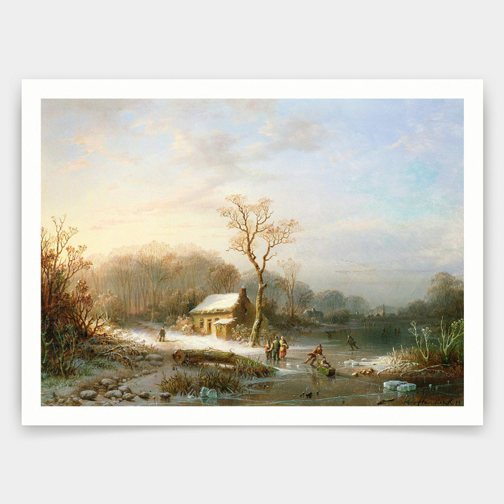 Henri Cleenewerck,Skating scene,art prints,Vintage art,canvas wall art,famous art prints,V4059