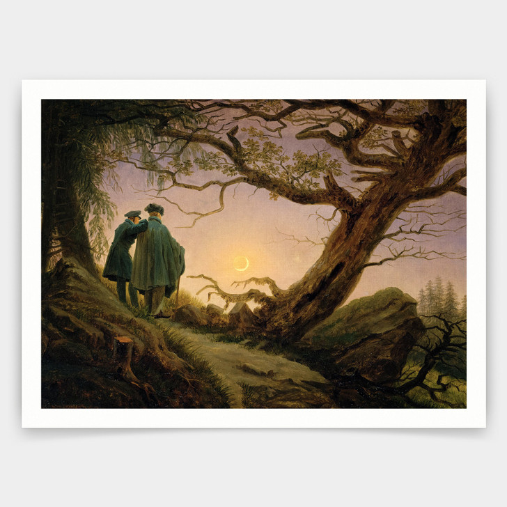 Caspar David Friedrich,Two Men Contemplating the Moon,1830,art prints,Vintage art,canvas wall art,famous art prints,V3314