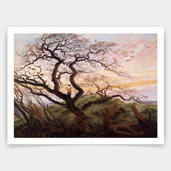 Caspar David Friedrich,The Tree of Crows,art prints,Vintage art,canvas wall art,famous art prints,V3313