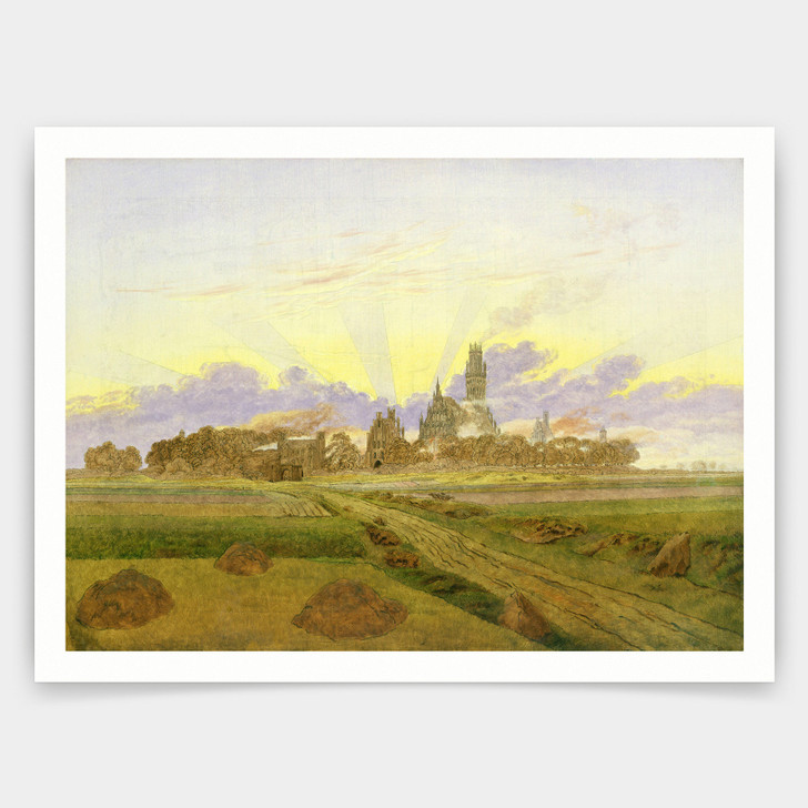 Caspar David Friedrich,Dawn at Neubrandenburg,art prints,Vintage art,canvas wall art,famous art prints,V3305