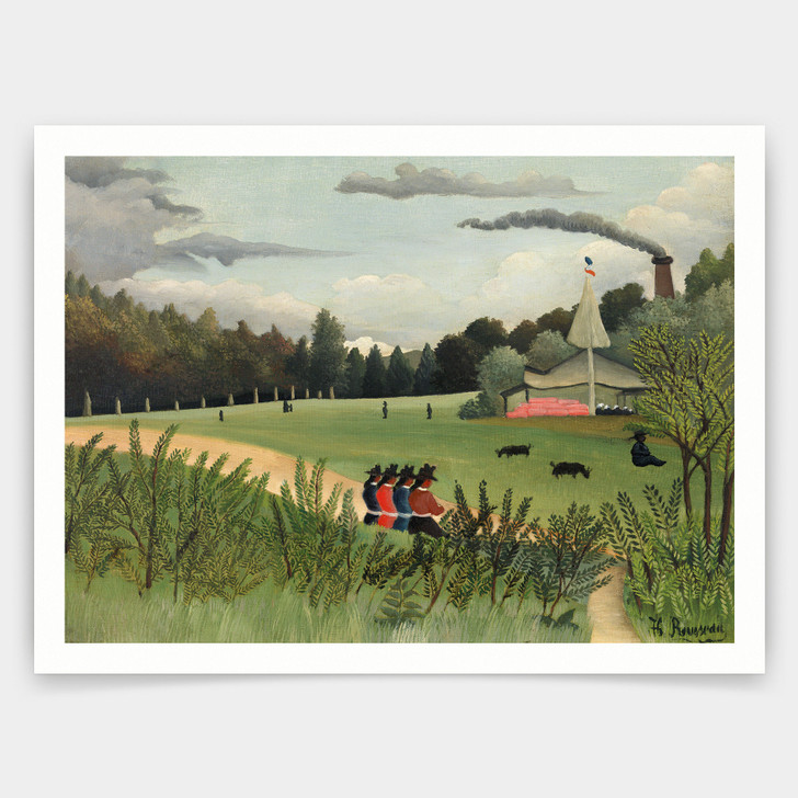 Henri Rousseau,Landscape and Four Young Girls,art prints,Vintage art,canvas wall art,famous art prints,V4127