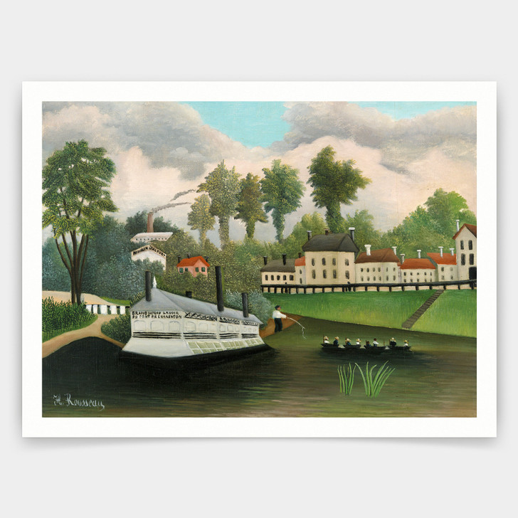 Henri Rousseau,The Laundry Boat of Pont de Charenton,art prints,Vintage art,canvas wall art,famous art prints,V4131