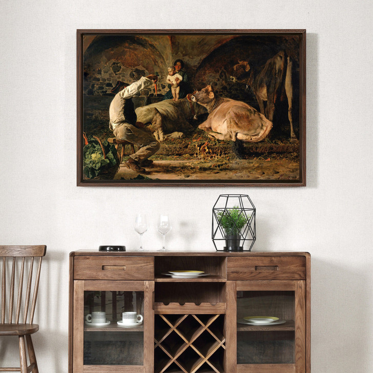 Pietro Pajetta,The joys of the family,Cowshed,inside the farmhouse,canvas print,canvas art,canvas wall art,large wall art,framed art,p2065