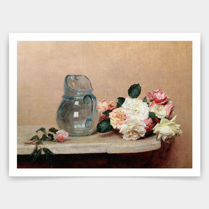 Ignace Henri Jean Fantin-Latour,Still Life with Roses,art prints,Vintage art,canvas wall art,famous art prints,V4167
