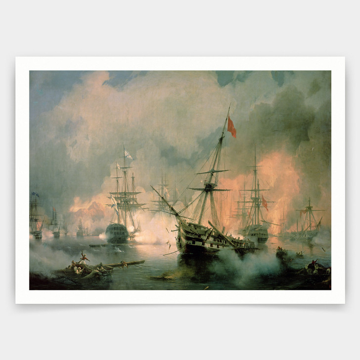 Ivan Konstantinovich Aivazovsky,The Battle of Navarino,art prints,Vintage art,canvas wall art,famous art prints,V4181