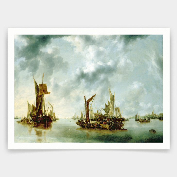 Jan van de Capelle,A Calm,art prints,Vintage art,canvas wall art,famous art prints,V4256