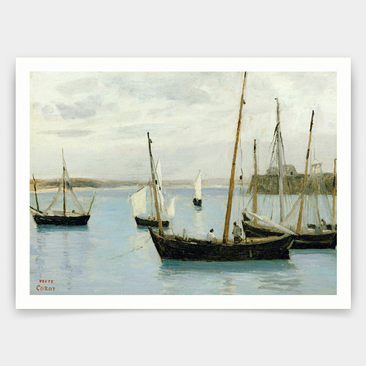 Jean Baptiste Camille Corot,Fishing Boats,art prints,Vintage art,canvas wall art,famous art prints,V4289