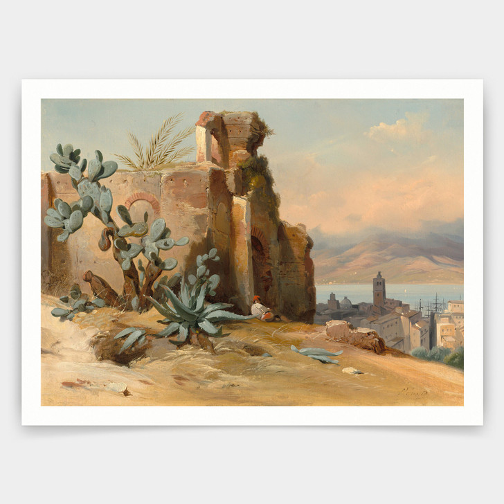 Jean Charles Joseph Remond,Ancient Ruins near Messina,art prints,Vintage art,canvas wall art,famous art prints,V4308