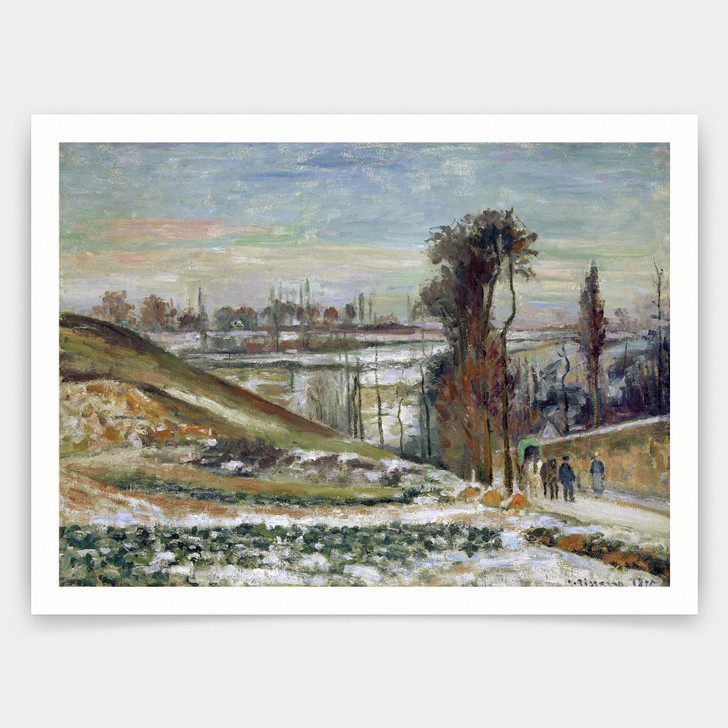 Camille Pissarro,Snowy Landscape near le Hermitage, 1875,art prints,Vintage art,canvas wall art,famous art prints,V3262