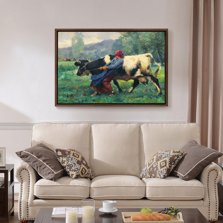Julien Dupré,The stubborn cow,Dutch cattle,canvas print,canvas art,canvas wall art,large wall art,framed wall art,p1993