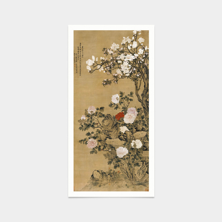 Zou Yigui,Magnolia and Peony,Chinese Floral Art,japanese print,art prints,Vintage art,canvas wall art,famous art prints,V7635