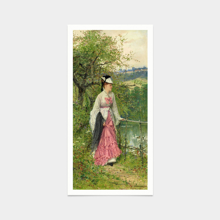 Adrien Moreau,Contemplation, Portrait of a Lady,art prints,Vintage art,canvas wall art,famous art prints,vertical narrow printsV7639