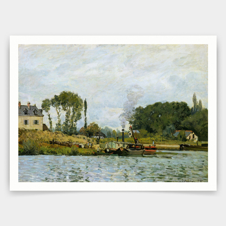 Alfred Sisley,Boats at the lock at Bougival,art prints,Vintage art,canvas wall art,famous art prints,V3046