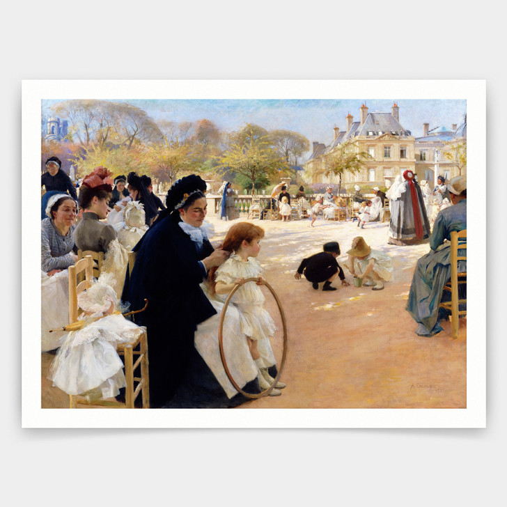 Albert Edelfelt,The Luxembourg Gardens, Paris,1887,art prints,Vintage art,canvas wall art,famous art prints,V3010