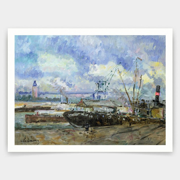 Albert Charles Lebourg,The Port of Rouen,art prints,Vintage art,canvas wall art,famous art prints,V3004