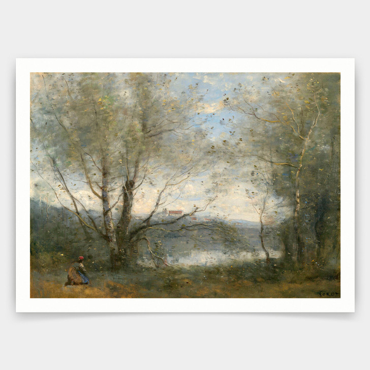 Jean-Baptiste Camille Corot,A Pond Seen through the Trees,art prints,Vintage art,canvas wall art,famous art prints,V4330