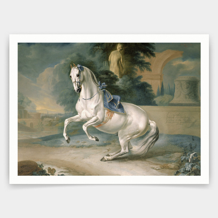 JG Hamilton,The White Stallion Leal En Levade,art prints,Vintage art,canvas wall art,famous art prints,V4348