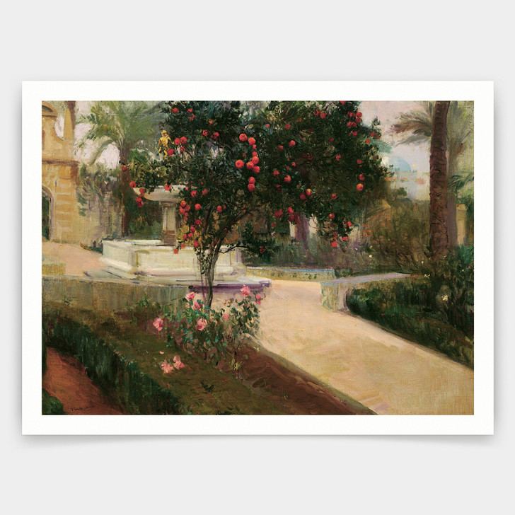 Joaquin Sorolla,Garden of the Alcazar of Seville,art prints,Vintage art,canvas wall art,famous art prints,V4361