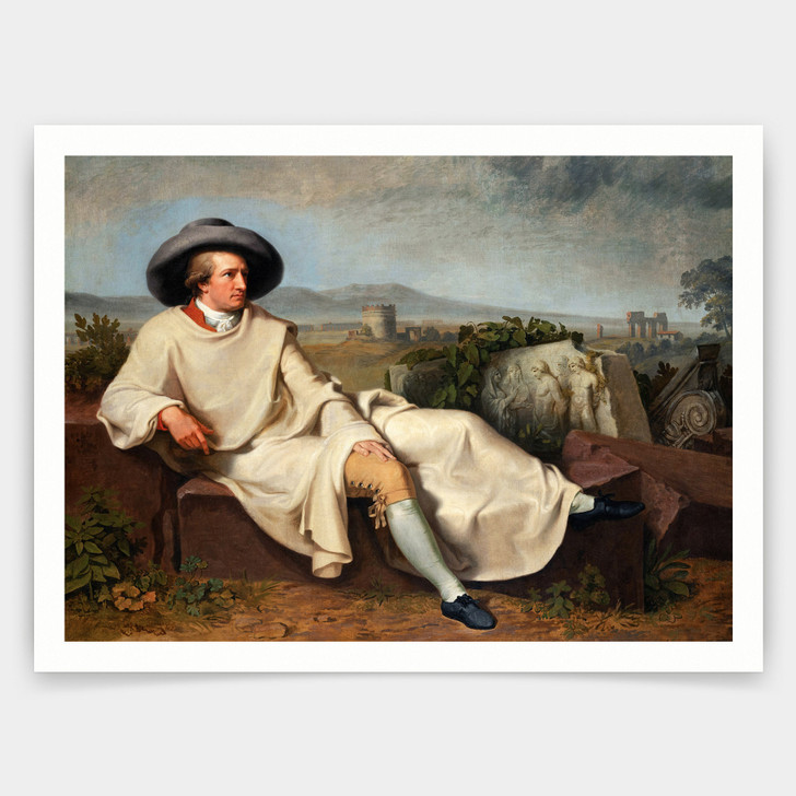 Johann Heinrich Wilhelm Tischbein,Goethe in the Roman Campagna, 1787,art prints,Vintage art,canvas wall art,famous art prints,V4376