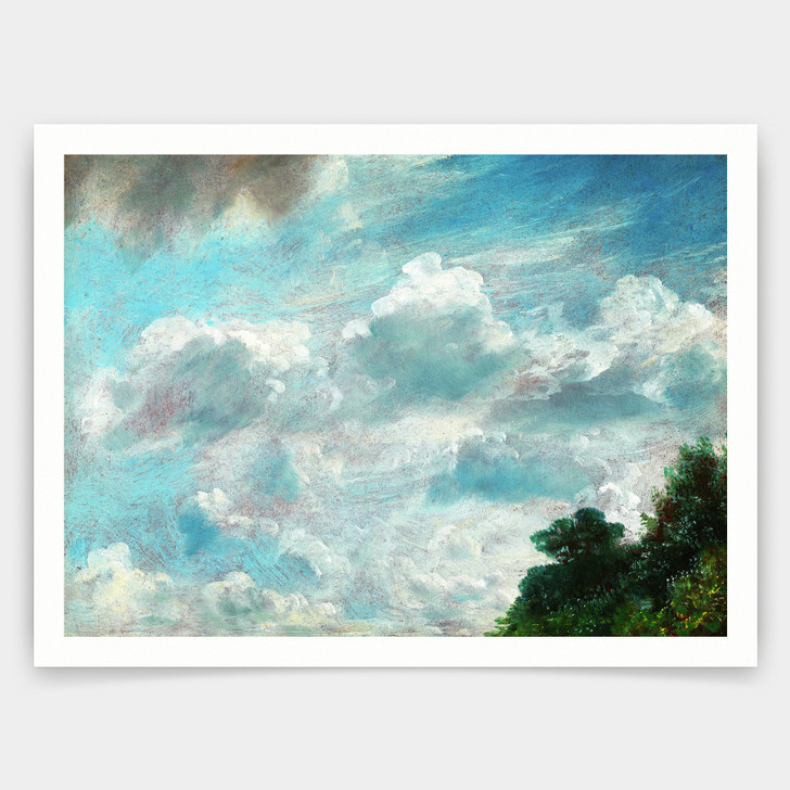 John Constable,Cloud Study, Hampstead, Tree at Right, 1821,art prints,Vintage art,canvas wall art,famous art prints,V4389