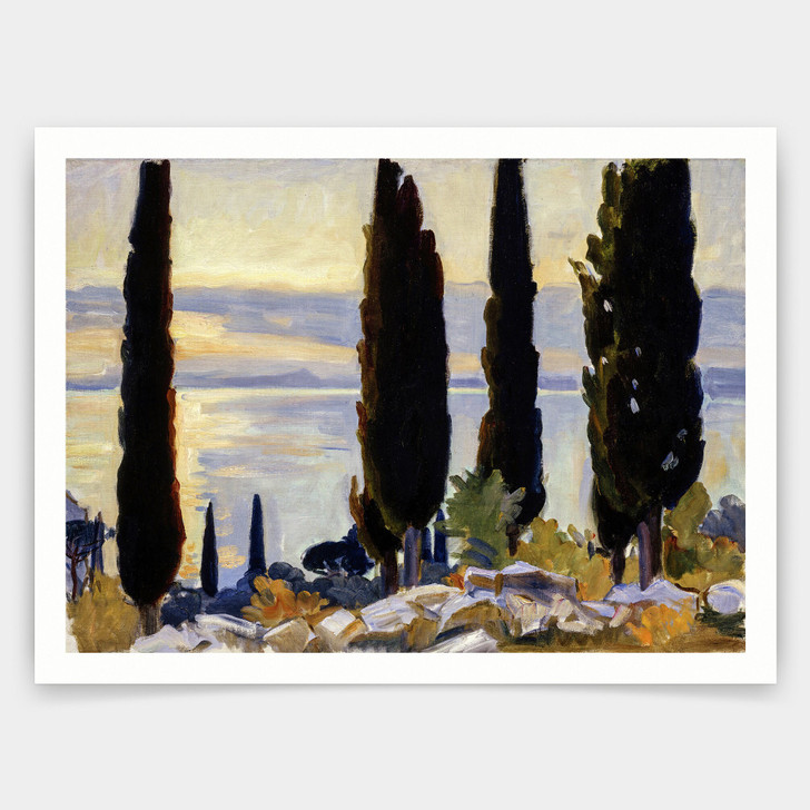 John Singer Sargent,Cypress Trees at San Vigilio,art prints,Vintage art,canvas wall art,famous art prints,V4441